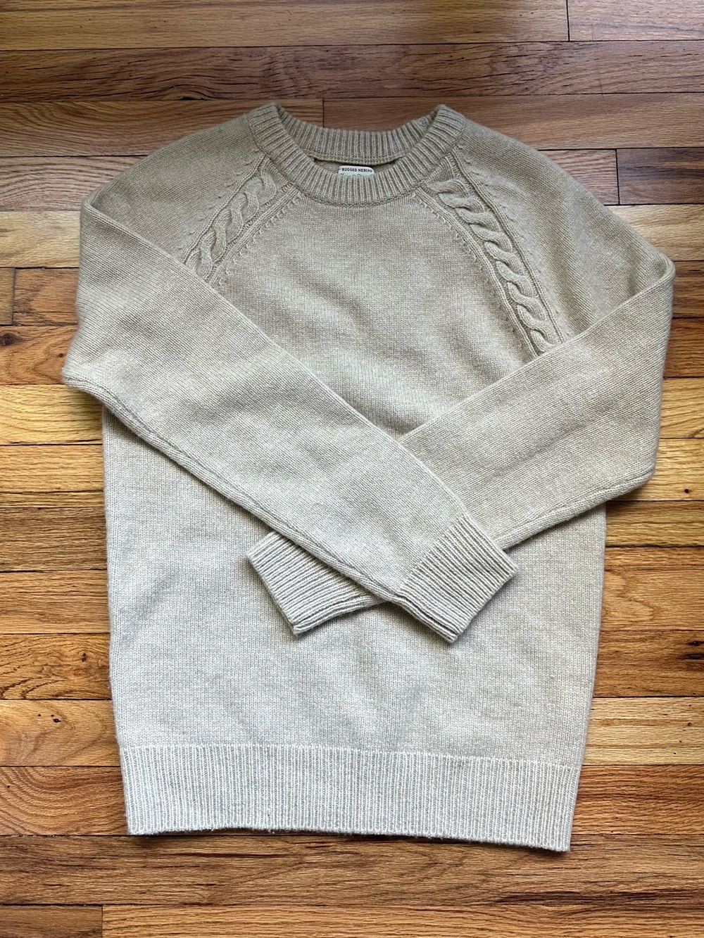 J.Crew Merino Wool-Blend Cable Knit Crewneck Sweater Men's XS Hazelnut Tan